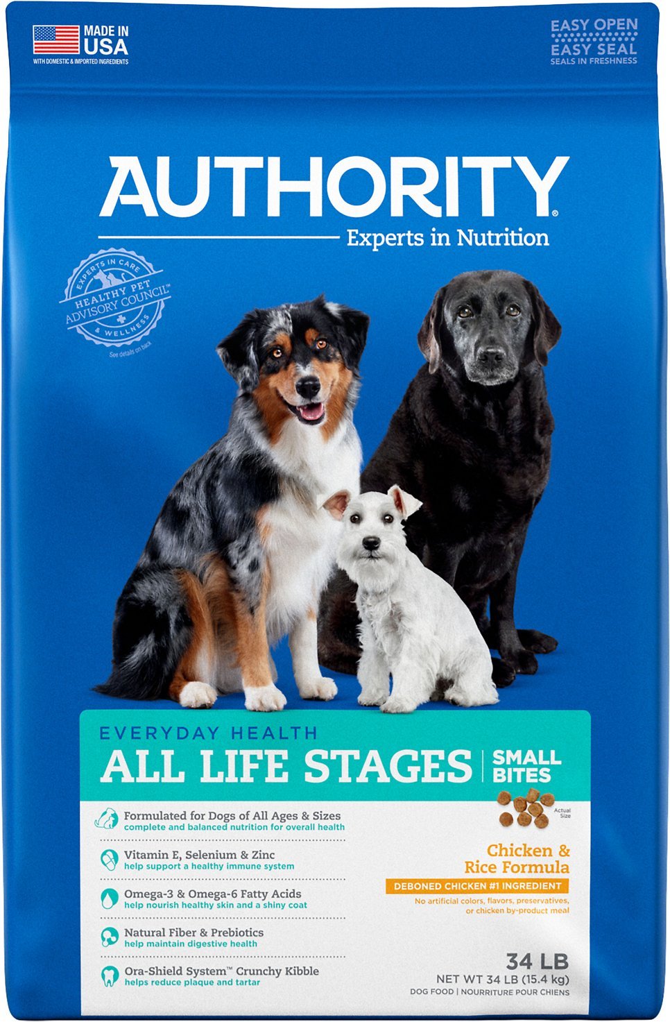 AUTHORITY Small Bites Chicken &  Rice Formula Dry Dog Food ...