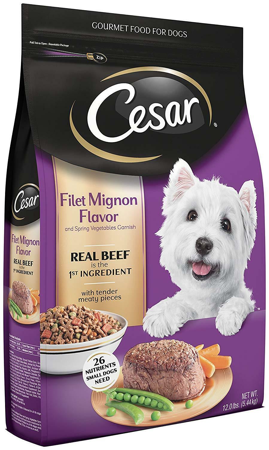 Cesar Small Breed Dry Dog Food Filet Mignon, Real Beef, 12 ...