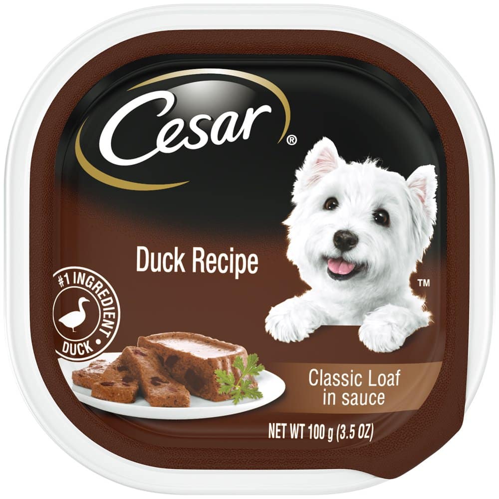 CESAR Soft Wet Dog Food Classic Loaf in Sauce Duck Recipe, 3.5 oz. Easy ...