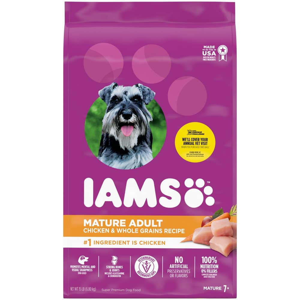 IAMS Mature Adult Dry Dog Food for Senior Dogs with Real Chicken, 15 lb ...