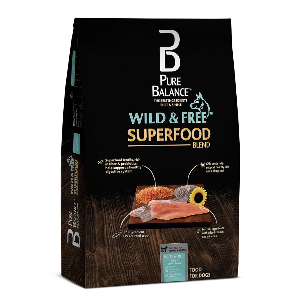 Pure Balance Wild &  Free Superfood Blend Trout &  Lentil Dry Dog Food, 4 ...