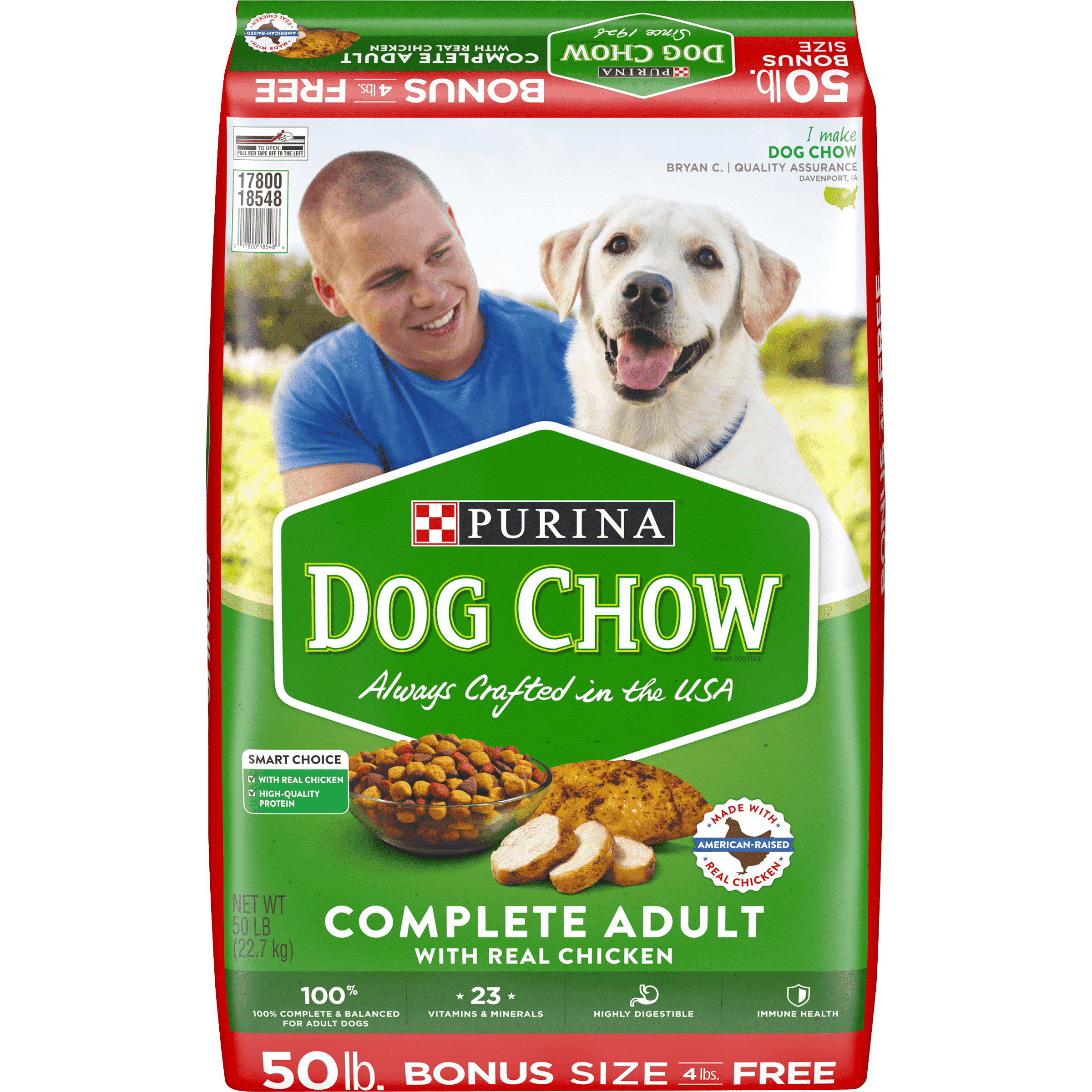 Purina Dog Chow Dry Dog Food, Complete Adult With Real Chicken, 50 lb ...