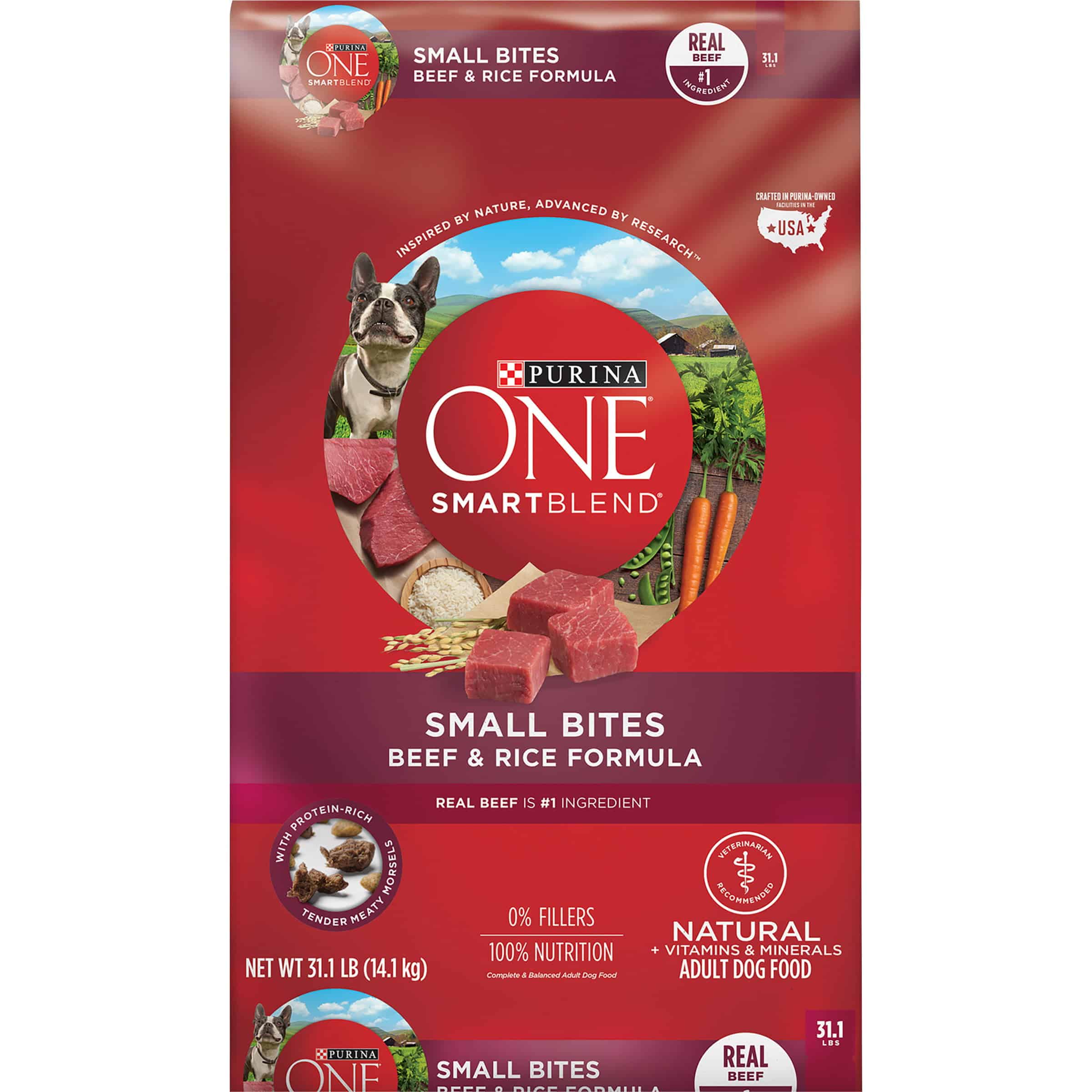 Purina ONE Natural Dry Dog Food, SmartBlend Small Bites Beef &  Rice ...