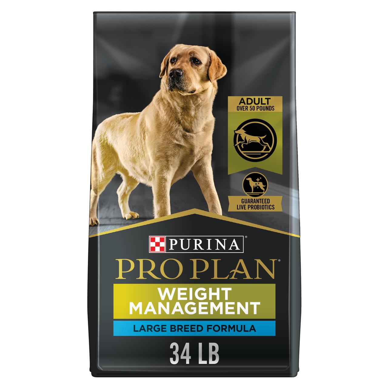 Purina Pro Plan Large Breed Weight Management Dog Food, Chicken &  Rice ...