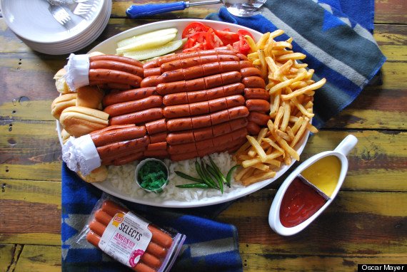 This Is A Turkey Made Out Of Hot Dogs