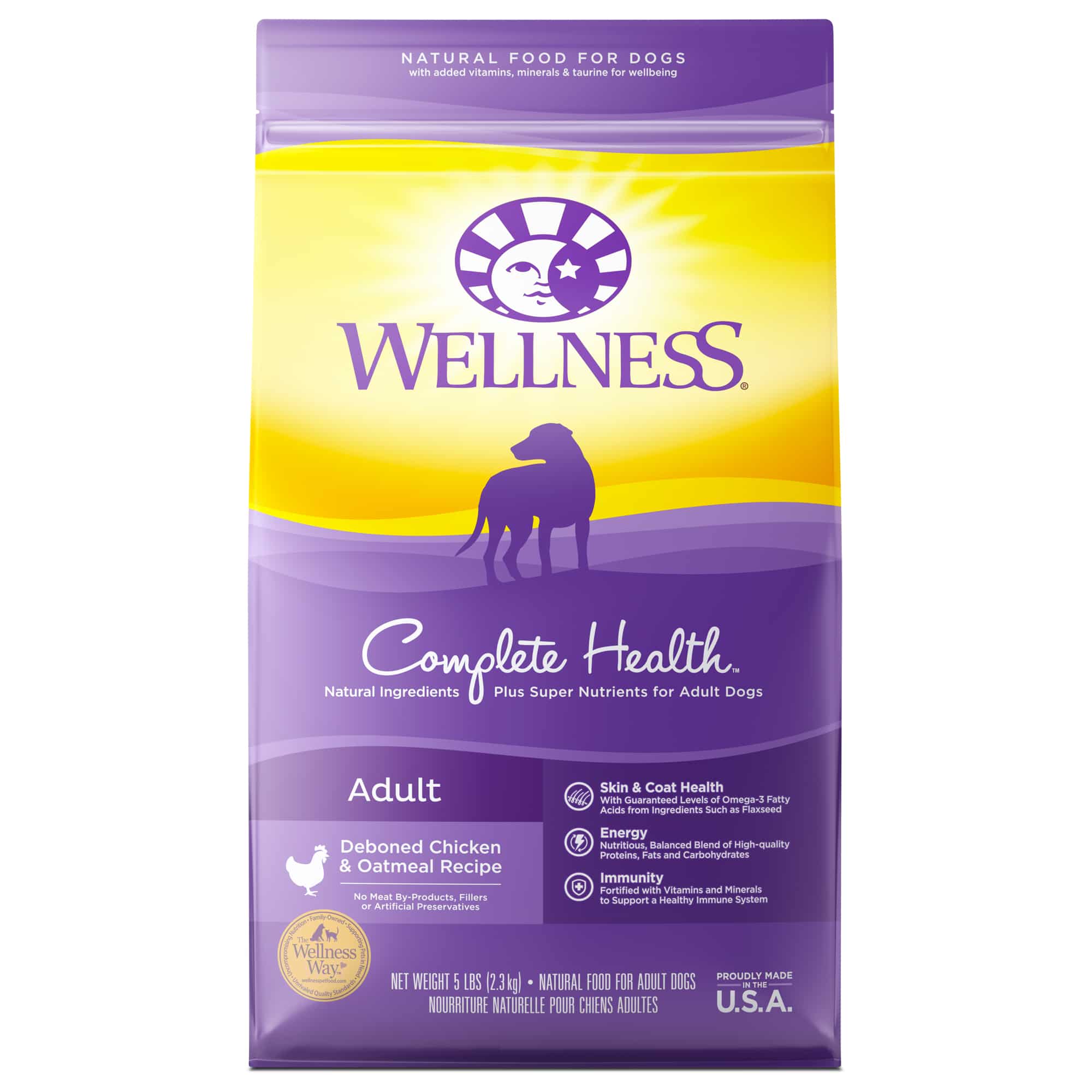 Wellness Complete Health Natural Dry Dog Food, Chicken &  Oatmeal, 5 ...