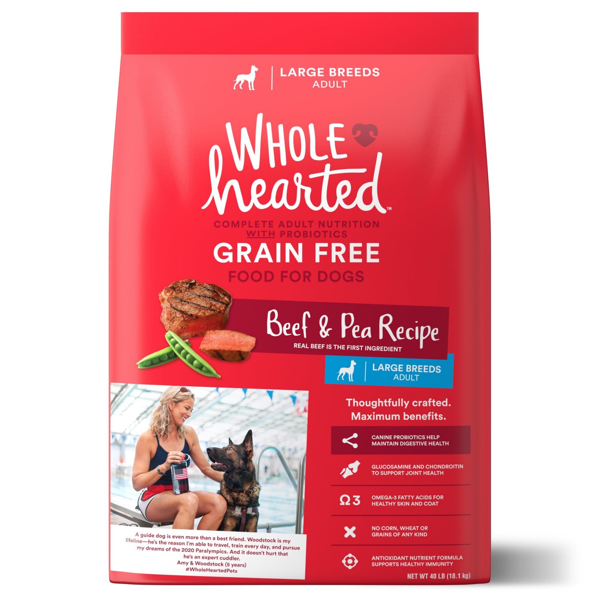 WholeHearted Grain Free Large Breed Beef and Pea Recipe Adult Dry Dog ...