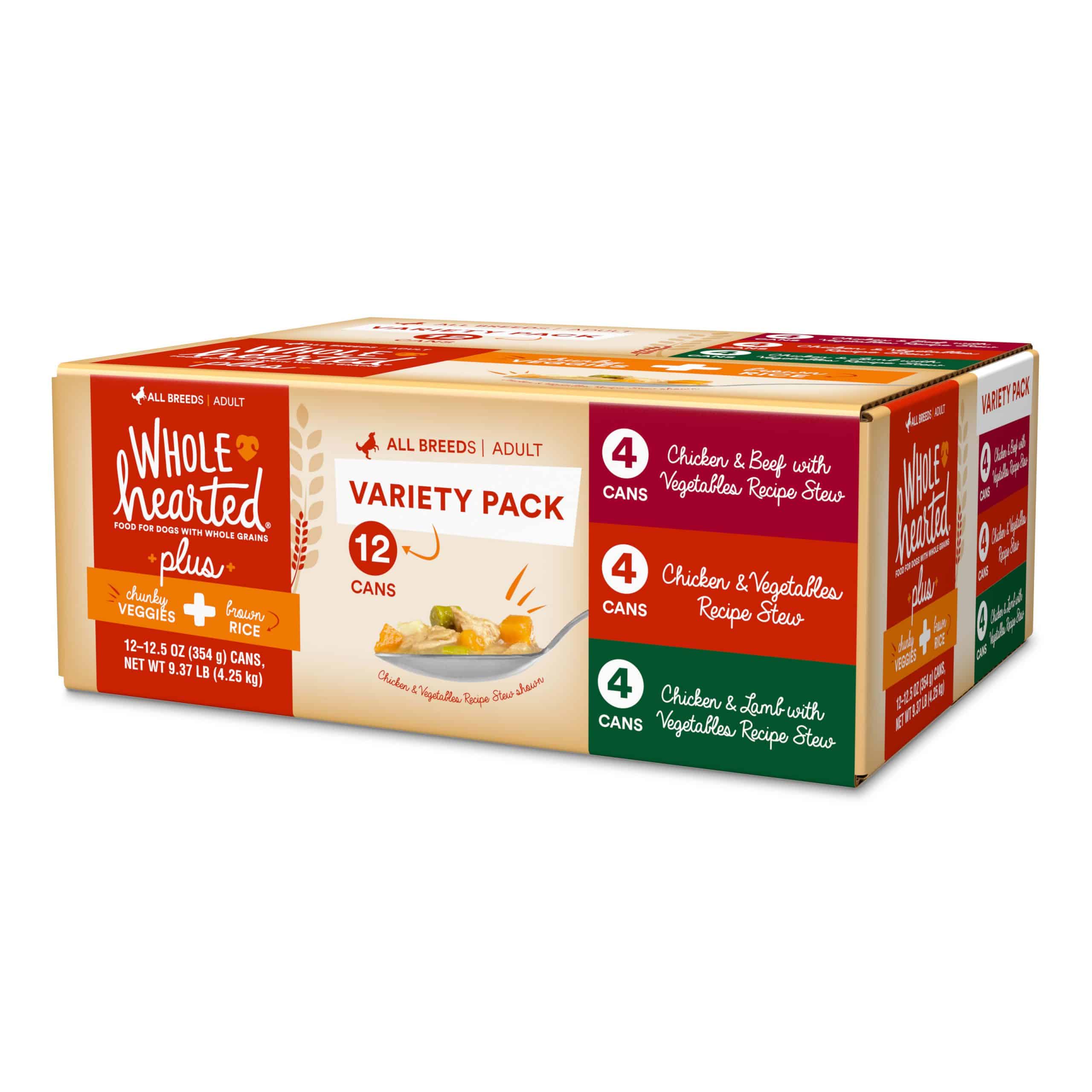 WholeHearted Plus Wet Dog Food Variety Pack for All Life Stages, 12.5 ...