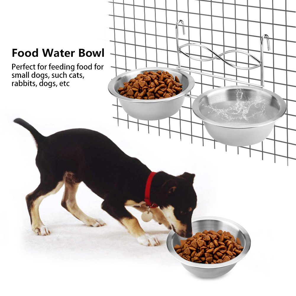 YLSHRF Pet Food Water Bowel,Stainless Steel Dual Hanging ...
